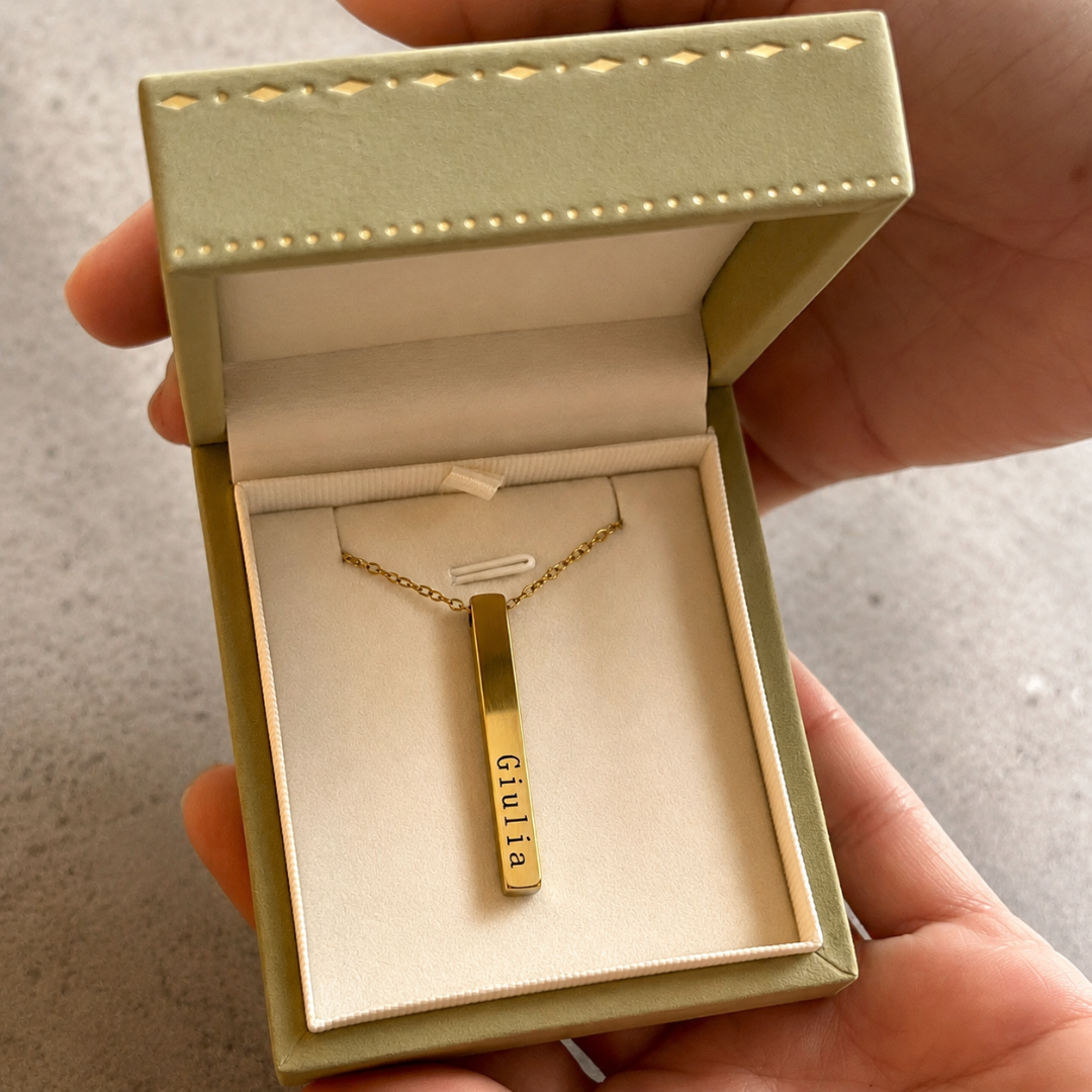 Collana Lingotto con Catena a maglia Rolo Personalizzata 4 lati