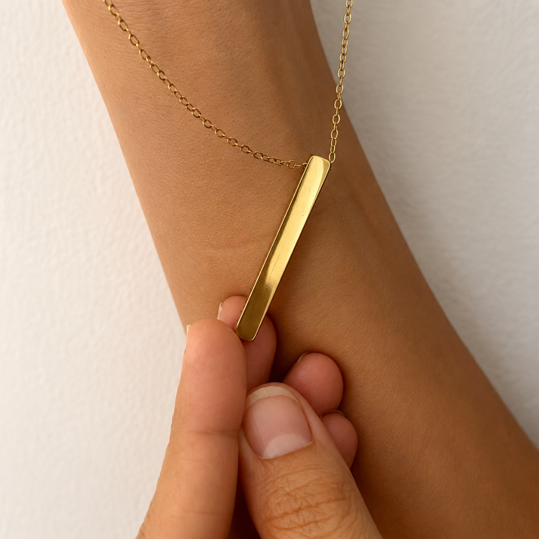 Collana Lingotto con Catena a maglia Rolo Personalizzata 4 lati