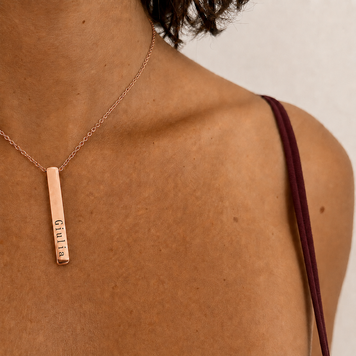 Collana Lingotto con Catena a maglia Rolo Personalizzata 4 lati
